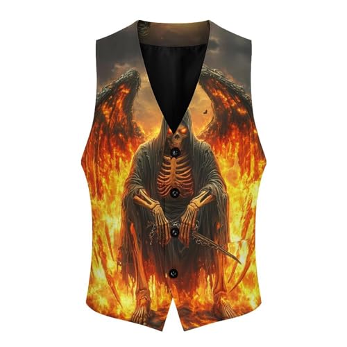 Flaming Death Mens Slim Fit Suit Vest Dress Waistcoat Casual Business Vest4