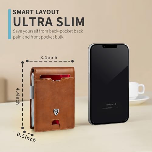 Image of RUNBOX Mens Slim Wallet with Money Clip RFID Blocking Bifold Credit Card Holder for Men with Gift Box