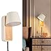 Produktbild LED Wandlampe Nordic Verstellbarer Flur mit Schalter und Kabel, Holzleselampe Stahlwandlampe Drehbares Bett helle Wandlampen Badezimmer, Moderne Schwenkbare Wandlampen für Schlafzimmer Wohnzimmer