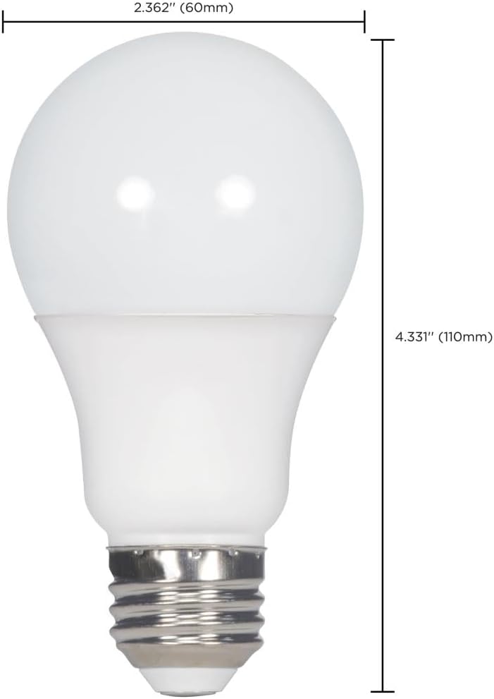 Satco Lighting 11 Watt A19 LED Dimmable Frosted Light Bulbs - 3000K Soft White - E26 Medium Base - 1100 Lumens - 220 Degree Beam Angle - 120 Volts - Damp Location (6 Pack)
