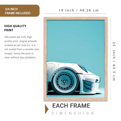 Image of HOTHOUSE Big Porsche Car Framed Posters Gift Items for Boys Room Wall Decoration Bedroom Living Room Office Studio Decor | Car Poster Frame for Wall Decor Set Of 3 Size (19 X 25 inch)