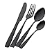 Buyer Star Zestaw czarnych sztućców 4 szt. zestaw sztućców ze stali nierdzewnej srebrna naczynia naczynia wielokrotnego użytku zastawa obiadowa nóż widelec łyżka deser łyżeczka łyżeczka