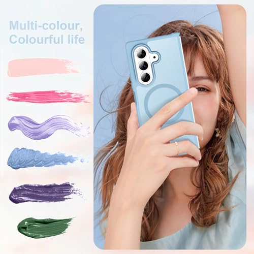 Image of ORETECH Magnetic for Samsung Galaxy Z Fold 7 Case, Translucent Back Non-Slip Hard PC Shockproof Bumper Protective Phone Case Cover for Samsung Z Fold 7 - Sierra Blue