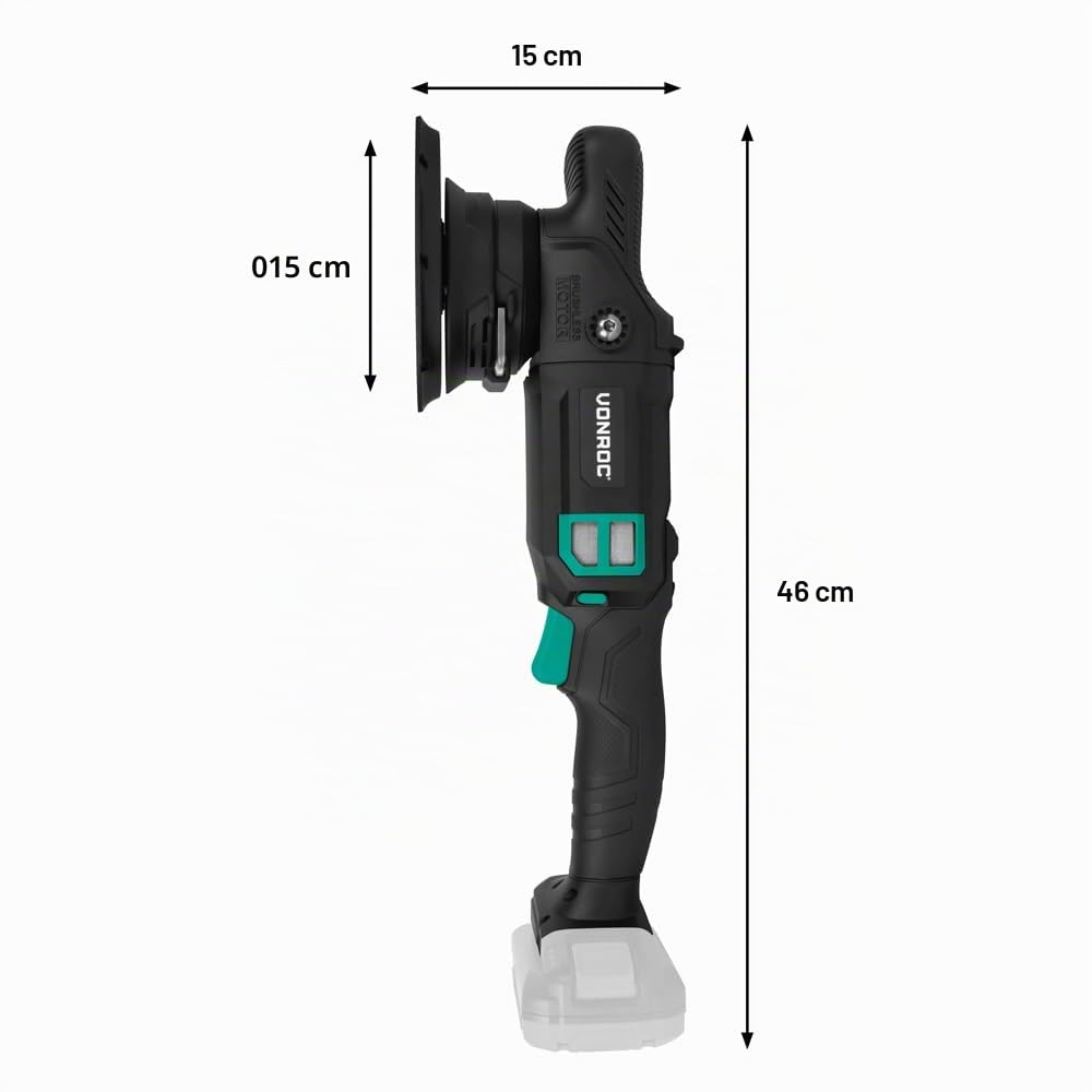 VONROC Lucidatrice Rotorbitale 20V Ø150mm – Motore Brushless, 7 Velocità, Soft Start – Solo Corpo Macchina – Ideale per Auto, Camper, Barche – Compatibile VPower 20V