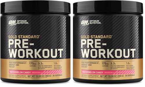 Image of Optimum Nutrition Gold Standard Pre-Workout,Vitamin D for Immune Support,with Creatine,Beta-Alanine,and Caffeine for Energy,Keto Friendly,Watermelon Candy,30 Servings (Packaging May Vary),(Pack of 2)