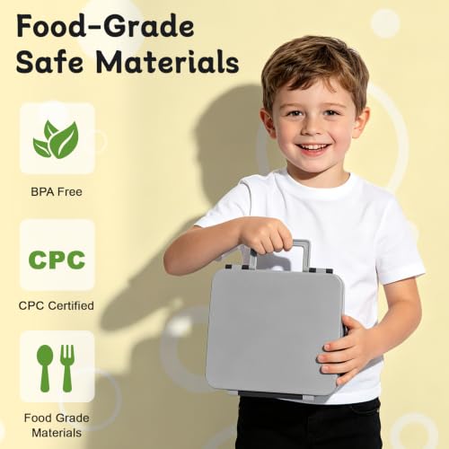 Image of Kids Lunch Box with Lunch Bag Bento with 8oz Food Jar,Black