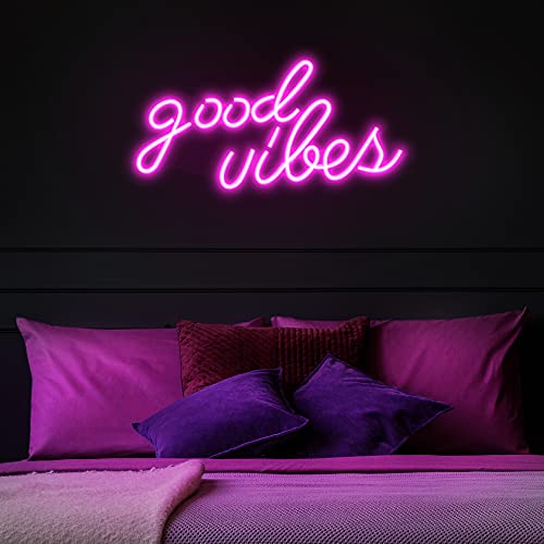 Olekki Pink Good Vibes Neon Sign - Neon Lights For Bedroom, Led Neon Signs For Wall Decor (16.1 X 8.3 Inch) #TOP1