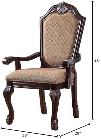 Chateau De Ville Arm Chair (Set-2) in Fabric & Espresso - Thumbnail 2