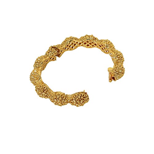 Image of ACCESSHER Gold Plated Traditional and Ethnic Jewellery Inspired Antique Finish Screw Closure Statement Kada /Bangles /Festive Bangles Set of 2 for Women | Ideal Gift for Karwa Chauth