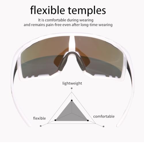 Image of PAIS Photochromic Sport Sunglasses for Big Heads, Man Women XXL Shades - Wide Temple Fit, Flame Motif, Cycling Biking Running