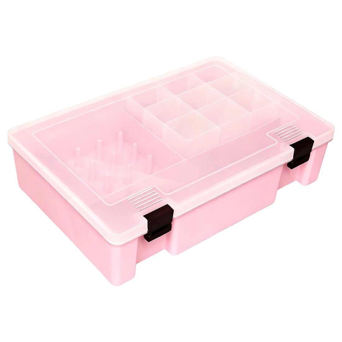 Hndhbfgrt Sewing Threads Box Bobbins Storage Case Sewing Set Storage Box Portable Large Capacity Transparent Needle Spool Organizer Pink