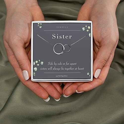 Suavell Sister Necklace - Sterling Silver Interlocking Double Circle Necklace - Birthday Gift for Sister - Maid of Honor Gift4