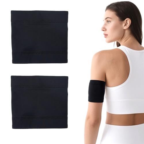 Diabetic Sensor Armband, Diabetes Sensor Cover Arm Band for Omnipod Dexcom Freestyle Libre Insulin Pod Monitoring Systems, Protects Pod During Sports (Black 2 Piece, XL)