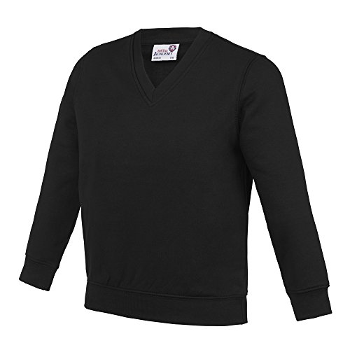 AWDis Academy Childrens/Kids Junior V Neck School Jumper/Sweatshirt (13 Years) (Black)