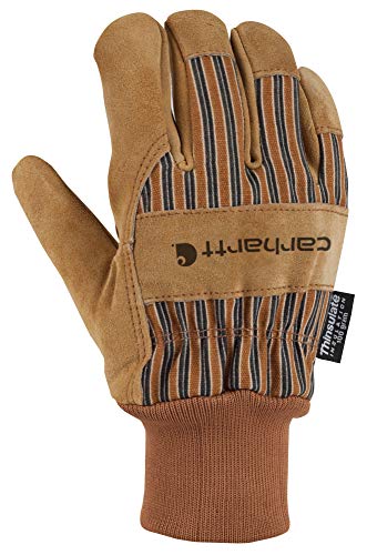 Carhartt Men's Insulated Suede Work Glove with Knit Cuff, Brown, Medium