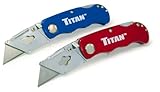 Titan 11020 Folding Pocket Utility Knife (Twin Pack - Red/Blue)