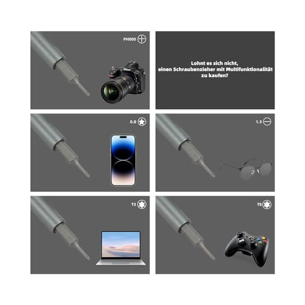 HKDZ Feinmechaniker Schraubendreher Set, 25 in 1 Schraubenzieher Set mit 24 Bits, Präzisionsschraubendreher, Magnetisch für Handy, Smartphone, Spielekonsole, Tablet, PC, Brille, Uhr – Bild 7