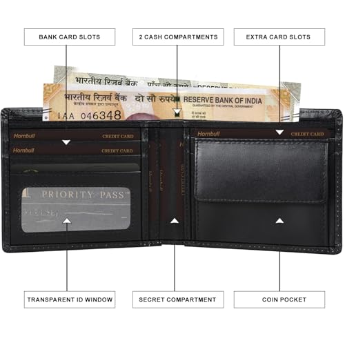 Image of HORNBULL Cherry Leather Wallet for Men | Genuine Leather Wallet with RFID Blocking | Purse for Men (Black)