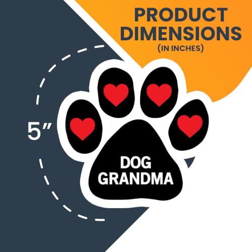 Image of Dog Grandma Pawprint Car Magnet 5 Inch 2 Pack, Dog Lover Gift, Made in USA
