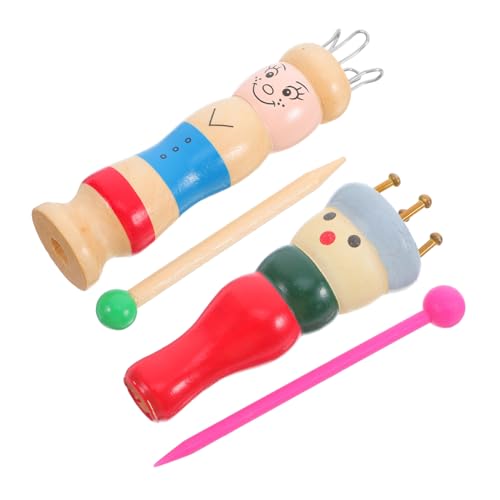 Operitacx 2 Juegos Spool de Tejer de Madera para Diy Herramienta de Tejer para Principiantes de Usar para Proyectos y Manualidades Incluye Rojo y Blanco Colores de Agujas