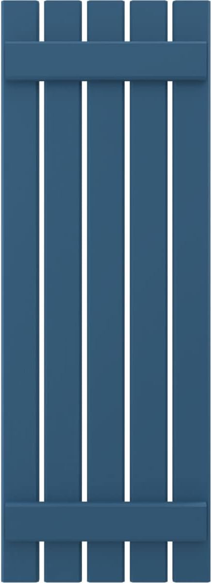 19 1/2"W x 75"H Americraft Five Board (2 Batten) Exterior Real Wood Spaced Board-n-Batten Shutters (Per Pair), Sojourn Blue
