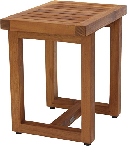 Image of AquaTeak The Original 18 inch Spa Teak Shower Bench & AquaTeak Premium Teak Oil