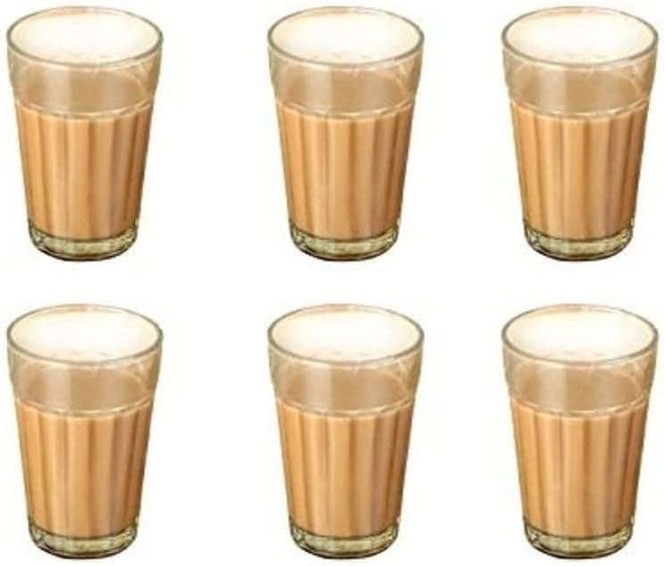 Image of VRB Dec 6 Pcs Tea Glass Set /Cutting chai Glasses /Small Glass for Tea,Chai,Milk,Coffee Hot & Cold Coffee Mug, Milk & Tea Cup Set /Gifting in Valentine /Diwali /Birthday /House Warming. (Pack of 6)