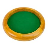 12 Inch Round Wooden Dice Tray with Felt Lined Rolling Surface by Wiz Dice
