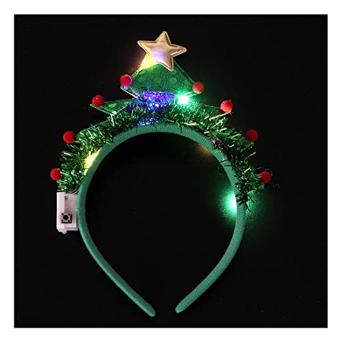 Codulu Kerst Hoofdband Kerstboom Haarbanden voor Vrouwen Volwassenen Vrouwen Man Kids Kostuum Fancy Dress Up Accessoires-Met Licht