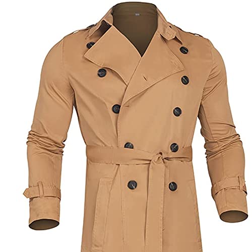 Image of Windproof Men'trench Coat Warm Peacoat Soft for Vacation