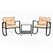 Barton Patio Rocking Chair Set Patio Wicker Rattan Bistro Furniture Outdoor Rocker Chair Cushion w/Glass Coffee Table Set (Patio Rocking Chair 3pcs Set)