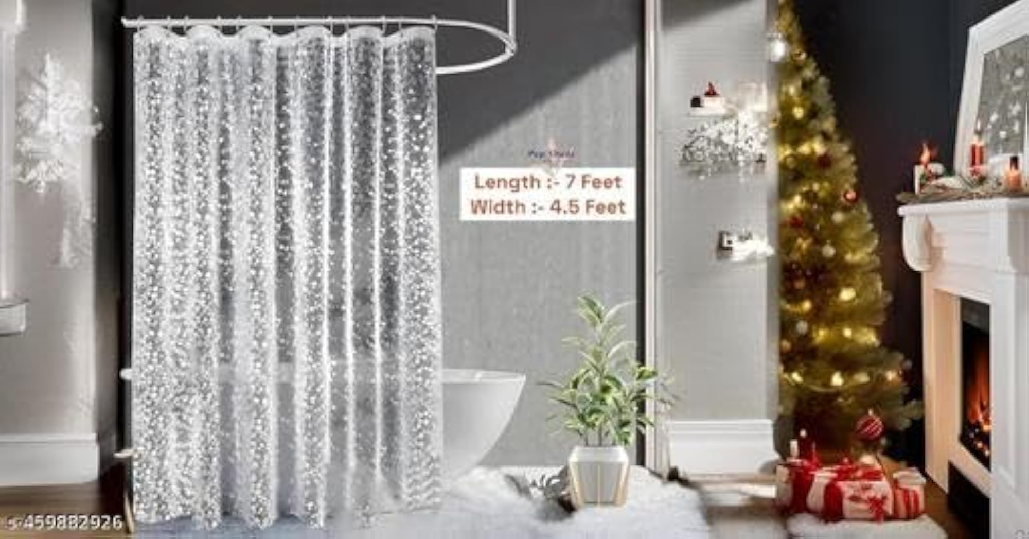 Polyvinyl Chloride Shower Curtain, Transparent, 1 Piece