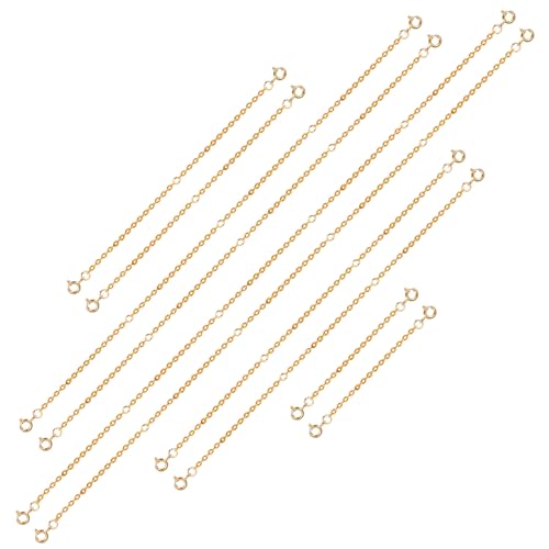10pcs Double Spring Buckle Bracelet Extender, 5 Sizes Stainless Steel Extension Chains Necklace Chain Extender Set for Necklace Bracelet Anklet Jewelry Making (Gold)