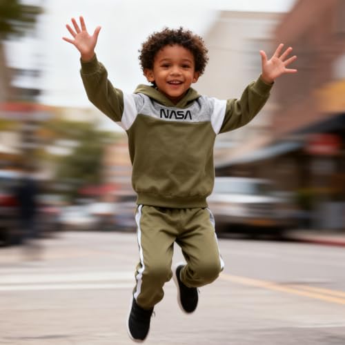 Image of 2-6T Toddler Baby Boy Clothes Long Sleeve Hooded Pullover Colorblock Sweatshirt + Pants 2pcs Fall Winter Outfit Set