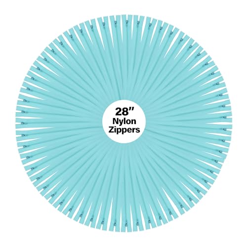 Image of Mandala Crafts 40 PCs Turquoise Closed-End 28 Inch Nylon Zippers for Sewing