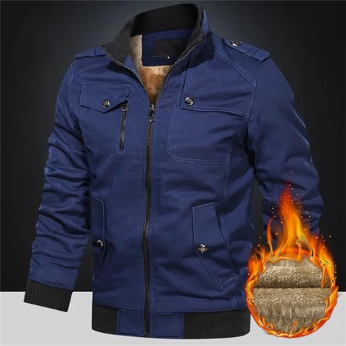 Men's Fall Winter Thick Fleece Jacket – Warm Turndown Collar Cotton-Padded Coat For Casual Outdoor Wear4