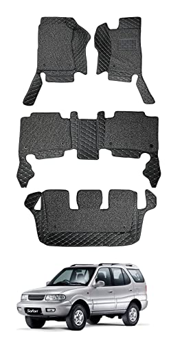 Image of Auto Hub 7D car mat Safari Dicor, Luxury Double-Stich 7d Car Floor Mat Complete Set, 100% Waterproof and Washable, Color : Black