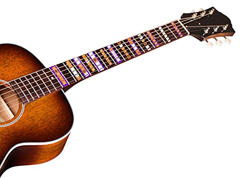 Image of KREEPO Guitar Fretboard Stickers Beginner Learner Fingerboard Frets Map Sticker for All 6 Strings Electric-Acoustic Guitars Sticker Multicolor(9.1cm X 14.5cm)