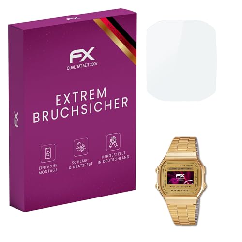 atFoliX Lámina Protectora de plástico Cristal compatible con Casio A168WG-9EF Película Vidrio, 9H Hybrid-Glass FX Protector Pantalla Vidrio templado de plástico