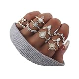 CSIYANJRY99 Cute Rings for Women Teens Gifts Trendy Stuff Stackable Knuckle Rings Set Fashion Things Christmas Gifts Stocking Stuffers Boho Vintage Crystal Aesthetic Jewelry