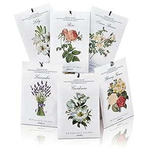 MYARO 12 Packs Scented Sachets for Drawer and Closet, Long-Lasting Sachets Bags Home Fragrance Sachet 6 Scents Option- Lavender, Rose, Jasmine, Ocean, Gardenia, Lily