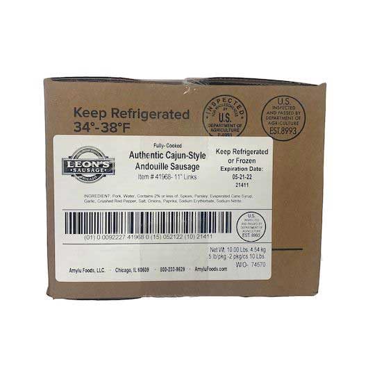 Leons Sausage Andouille Smoked Pork Sausage Rope, 5 Pound - 2 per case.