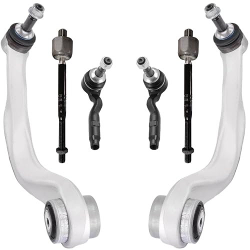 Image of Detroit Axle - Front 6pc End Kit for BMW 535i 550i GT 740Ld 740Li 750i 750Li Alpina B7 B7L xDrive, 2 Lower Forward Control Arms with Ball Joint 4 Inner Outer Tie Rods Replacement