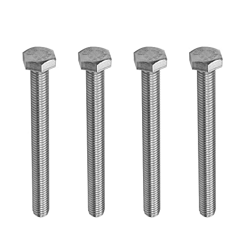 Image of Bettomshin 4Pcs M8 x 80mm Hex Bolts, 304 Stainless Steel 1.25mm Thread Pitch Fully Threaded Metric Hex Head Screw Bolts, Hexagon Screw Bolt, Hex Tap Bolts, Silver, A2-70 (Overall Size 85.3x13x13mm)