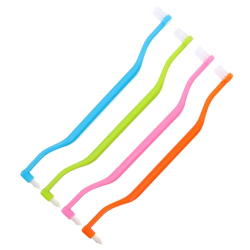PERSELOSO 4piezas Cepillos De Doble Cabeza Para Limpieza Interdental Herramientas Profesionales De Higiene Bucal Cepillos Manuales Para Uso Diario y Viajes