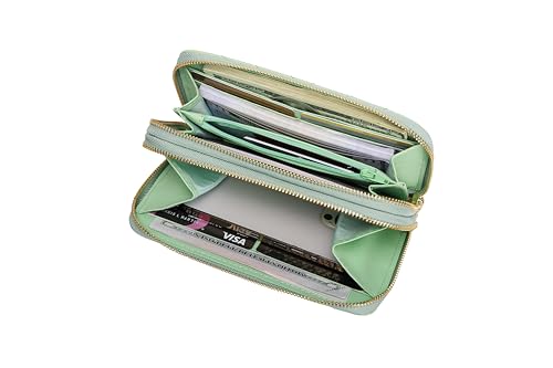 Image of Daisy Rose Dual Zipper Phone Clutch and Wallet for Women - RFID Blocking, PU Vegan Leather Multi-Card Organizer