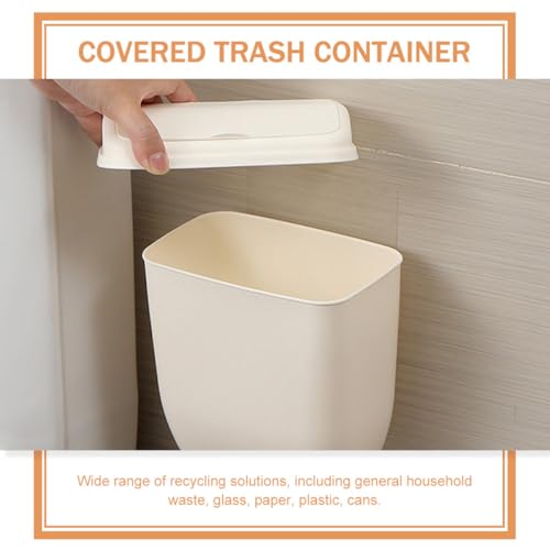 Caneca de basura pequeña blanca para cocina con tapa y colgante miniatura 3