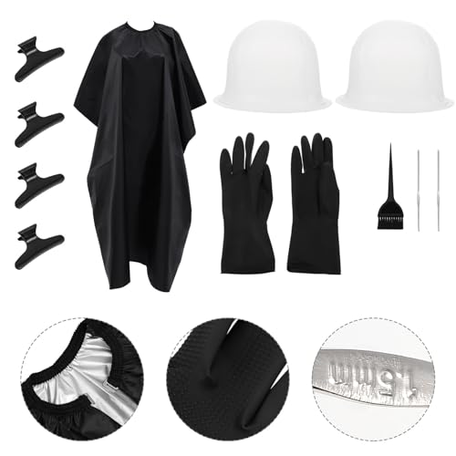 Elementos para teñir el cabello evitando manchas en la piel con capa y gorros 4