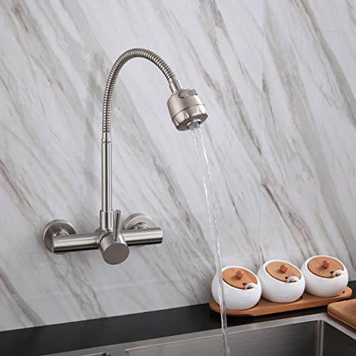 HomeLava Edelstahl Wasserhahn Wandmontage Küchenarmatur 360° drehbar Küche Wand Spültischarmatur Einhebelmischer Mischbatterie - Image 4