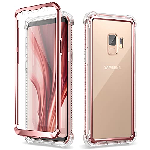 Coque Samsung S9 antichoc rose métallisé avec protection écran 360